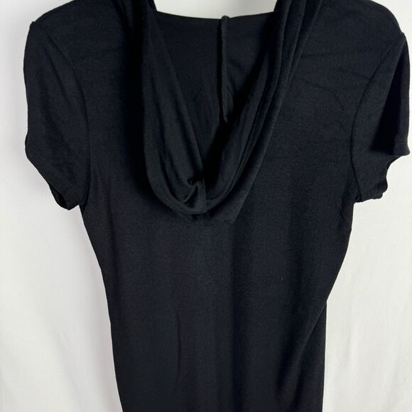 Time & Tru Swimsuit Cover Up Size Medium Black Terrycloth Lace Up Hooded - Picture 7 of 7